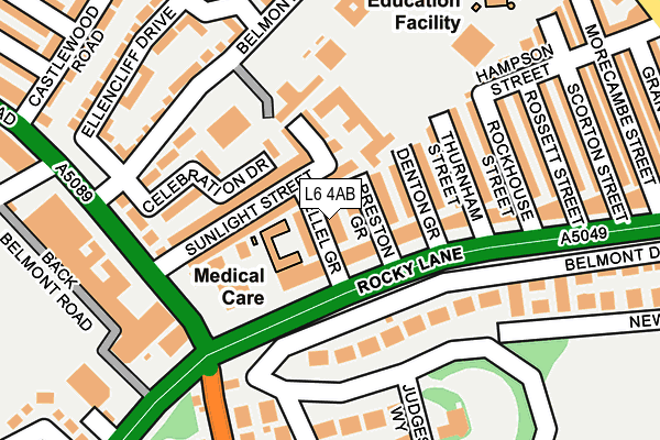 L6 4AB map - OS OpenMap – Local (Ordnance Survey)