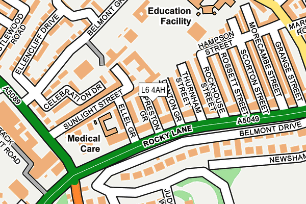 L6 4AH map - OS OpenMap – Local (Ordnance Survey)