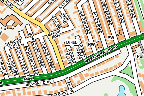 L6 4BD map - OS OpenMap – Local (Ordnance Survey)