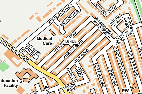 L6 4DE map - OS OpenMap – Local (Ordnance Survey)