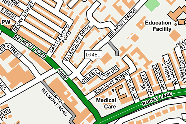 L6 4EL map - OS OpenMap – Local (Ordnance Survey)