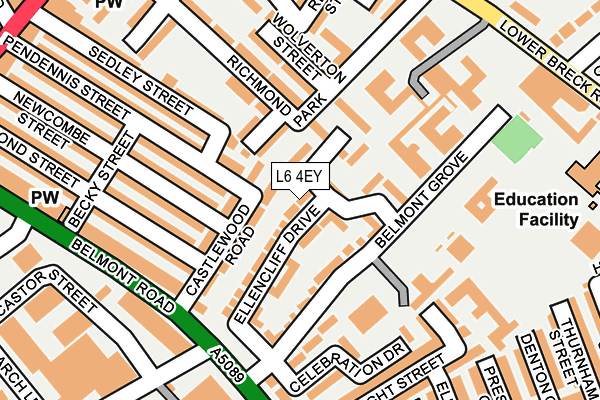 L6 4EY map - OS OpenMap – Local (Ordnance Survey)