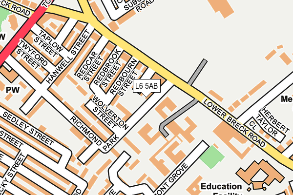 L6 5AB map - OS OpenMap – Local (Ordnance Survey)