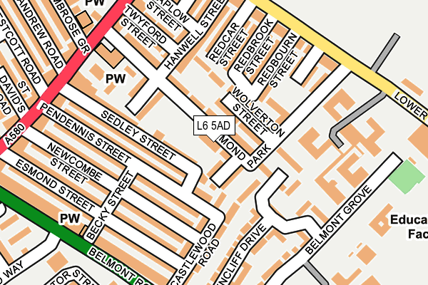 L6 5AD map - OS OpenMap – Local (Ordnance Survey)