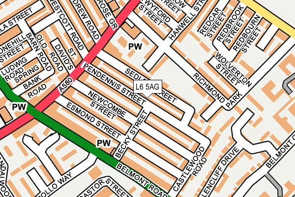 L6 5AG map - OS OpenMap – Local (Ordnance Survey)