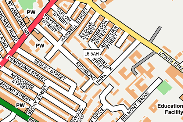 L6 5AH map - OS OpenMap – Local (Ordnance Survey)