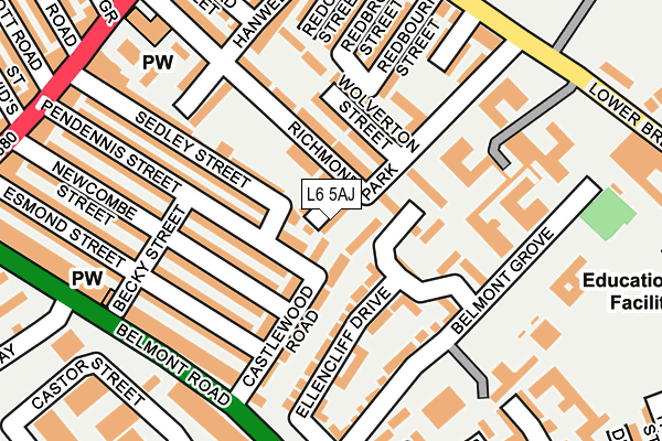 L6 5AJ map - OS OpenMap – Local (Ordnance Survey)