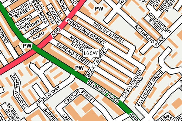 L6 5AY map - OS OpenMap – Local (Ordnance Survey)