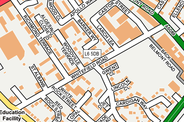 L6 5DB map - OS OpenMap – Local (Ordnance Survey)
