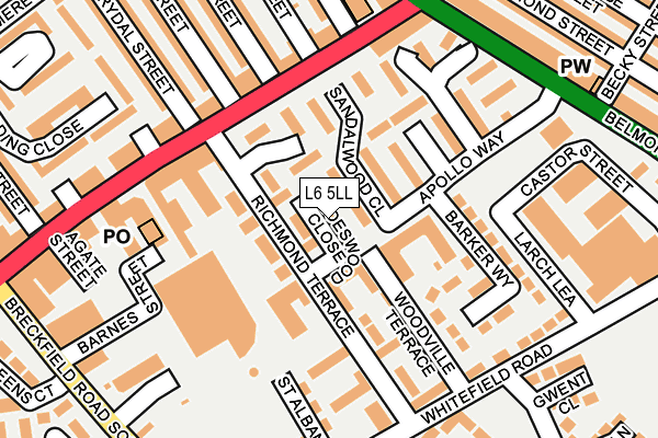 L6 5LL map - OS OpenMap – Local (Ordnance Survey)