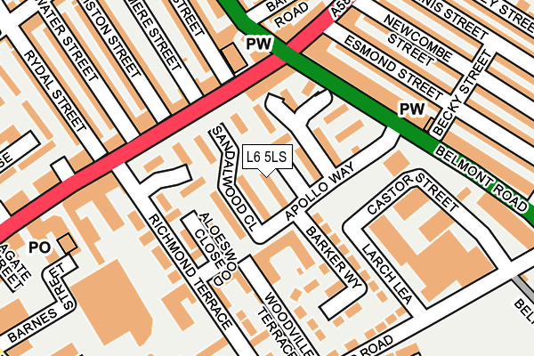 L6 5LS map - OS OpenMap – Local (Ordnance Survey)