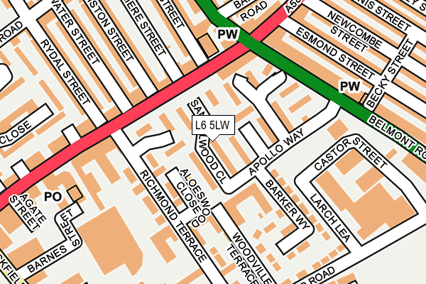 L6 5LW map - OS OpenMap – Local (Ordnance Survey)