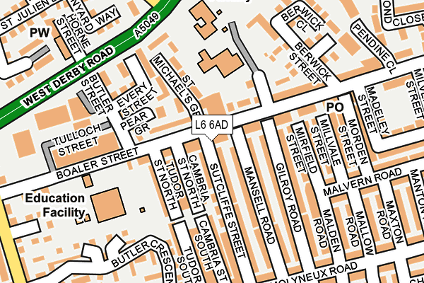 L6 6AD map - OS OpenMap – Local (Ordnance Survey)
