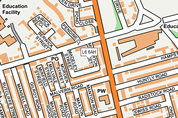 L6 6AH map - OS OpenMap – Local (Ordnance Survey)