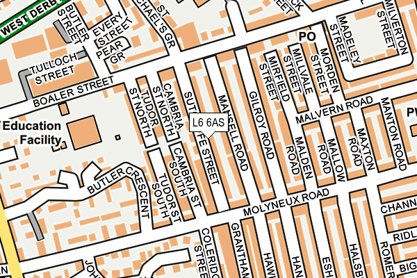 L6 6AS map - OS OpenMap – Local (Ordnance Survey)