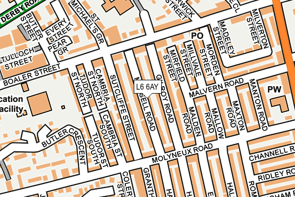 L6 6AY map - OS OpenMap – Local (Ordnance Survey)