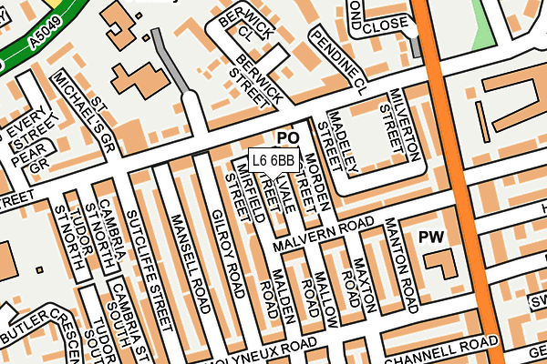 L6 6BB map - OS OpenMap – Local (Ordnance Survey)