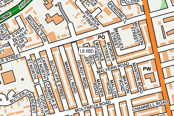 L6 6BD map - OS OpenMap – Local (Ordnance Survey)