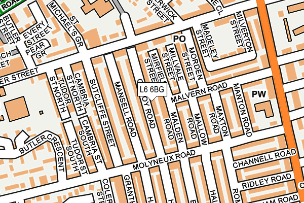 L6 6BG map - OS OpenMap – Local (Ordnance Survey)
