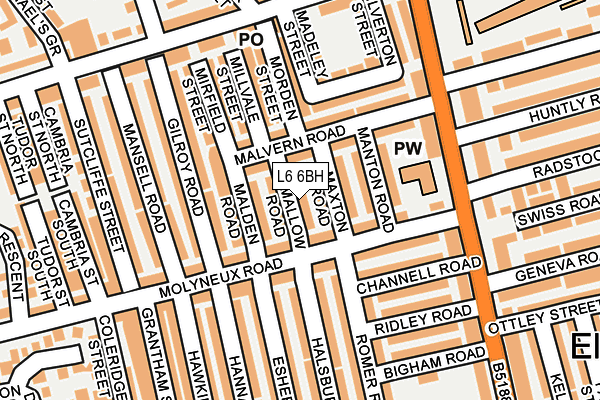 L6 6BH map - OS OpenMap – Local (Ordnance Survey)