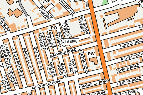 L6 6BW map - OS OpenMap – Local (Ordnance Survey)