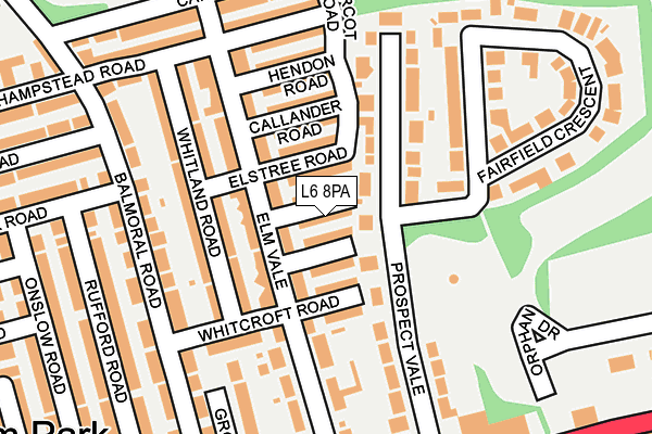 L6 8PA map - OS OpenMap – Local (Ordnance Survey)