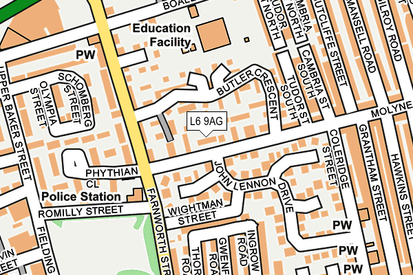 L6 9AG map - OS OpenMap – Local (Ordnance Survey)