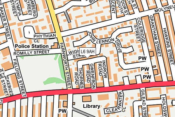 L6 9AH map - OS OpenMap – Local (Ordnance Survey)