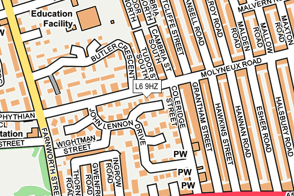 L6 9HZ map - OS OpenMap – Local (Ordnance Survey)