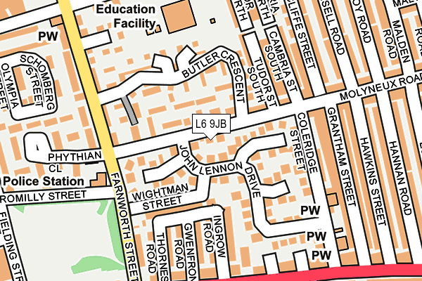 L6 9JB map - OS OpenMap – Local (Ordnance Survey)
