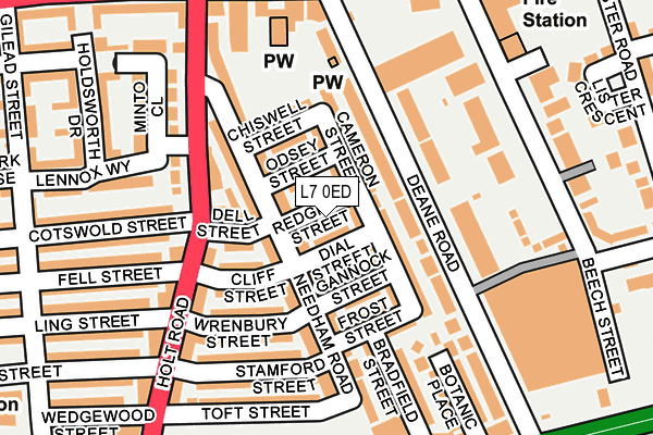 L7 0ED map - OS OpenMap – Local (Ordnance Survey)