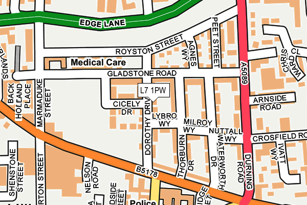 L7 1PW map - OS OpenMap – Local (Ordnance Survey)