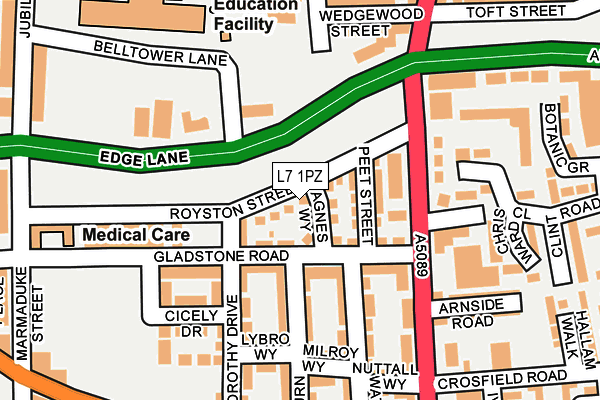 L7 1PZ map - OS OpenMap – Local (Ordnance Survey)