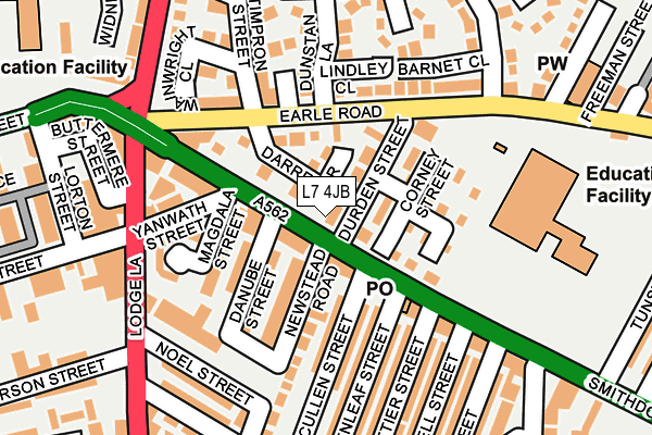 L7 4JB map - OS OpenMap – Local (Ordnance Survey)