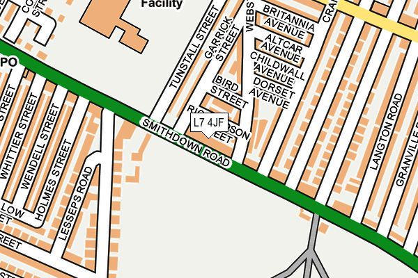 L7 4JF map - OS OpenMap – Local (Ordnance Survey)