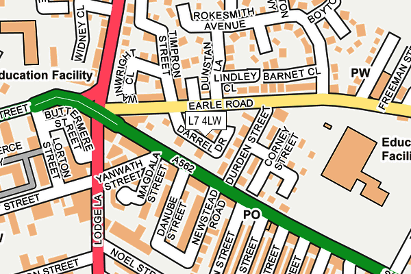 L7 4LW map - OS OpenMap – Local (Ordnance Survey)