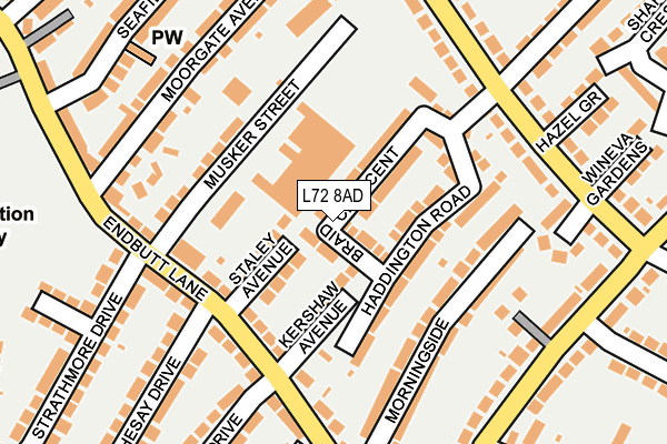 L72 8AD map - OS OpenMap – Local (Ordnance Survey)