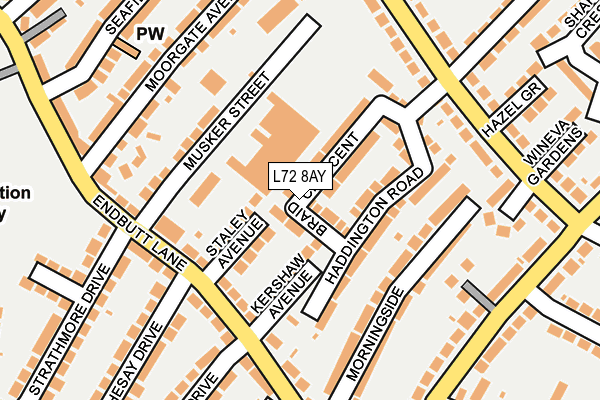 L72 8AY map - OS OpenMap – Local (Ordnance Survey)