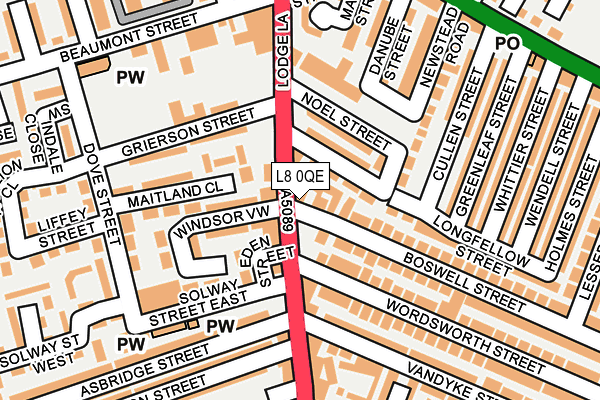 L8 0QE map - OS OpenMap – Local (Ordnance Survey)