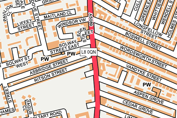L8 0QN map - OS OpenMap – Local (Ordnance Survey)