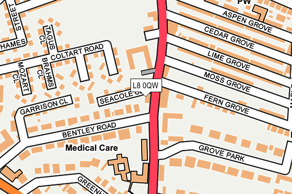 L8 0QW map - OS OpenMap – Local (Ordnance Survey)