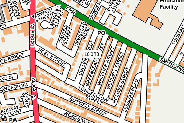 L8 0RB map - OS OpenMap – Local (Ordnance Survey)