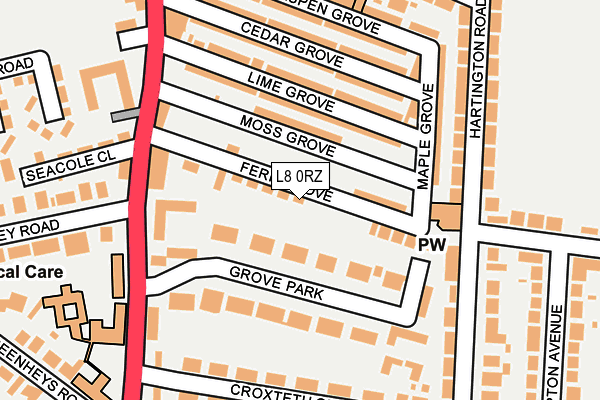 L8 0RZ map - OS OpenMap – Local (Ordnance Survey)