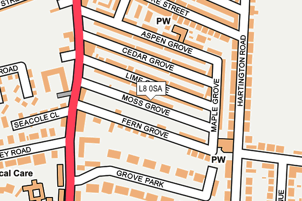 L8 0SA map - OS OpenMap – Local (Ordnance Survey)