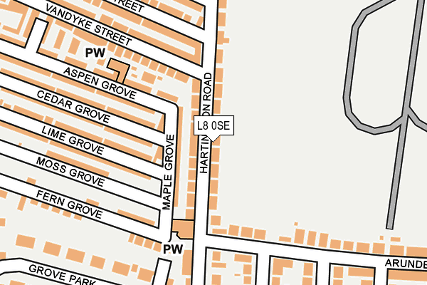 L8 0SE map - OS OpenMap – Local (Ordnance Survey)