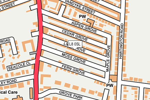 L8 0SL map - OS OpenMap – Local (Ordnance Survey)