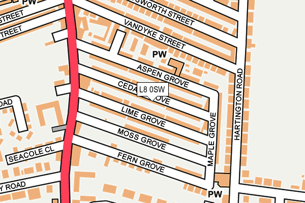 L8 0SW map - OS OpenMap – Local (Ordnance Survey)