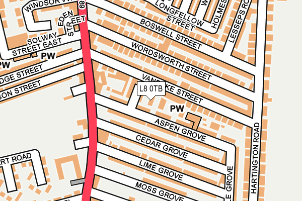 L8 0TB map - OS OpenMap – Local (Ordnance Survey)