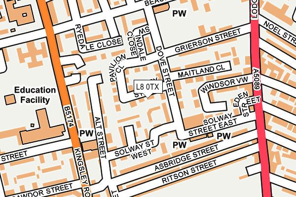 L8 0TX map - OS OpenMap – Local (Ordnance Survey)
