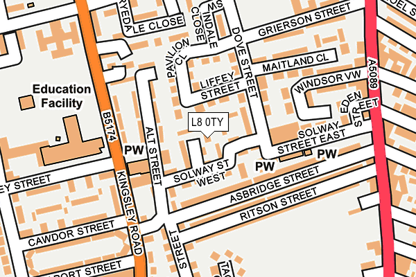 L8 0TY map - OS OpenMap – Local (Ordnance Survey)